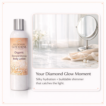 Organic Diamond Shimmer Body Lotion – Buildable Luminous Glow - Trending Wellness Store