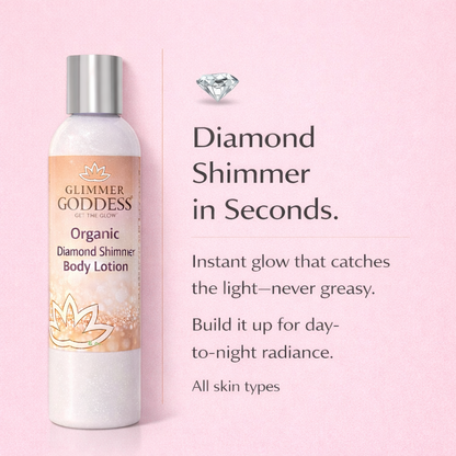 Organic Diamond Shimmer Body Lotion – Buildable Luminous Glow - Trending Wellness Store