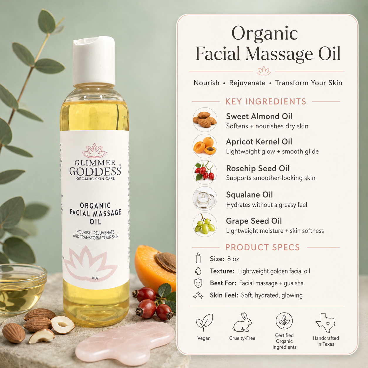 Organic Facial Massage Oil – Anti-Aging Treatment - Trending Wellness Store