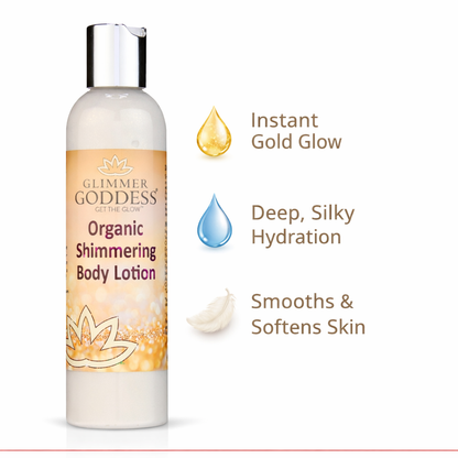 Organic Gold Shimmer Body Lotion – Buildable Luminous Glow - Trending Wellness Store