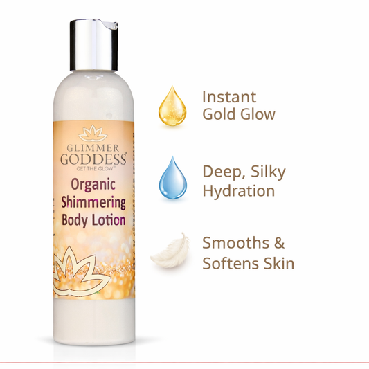 Organic Gold Shimmer Body Lotion – Buildable Luminous Glow - Trending Wellness Store