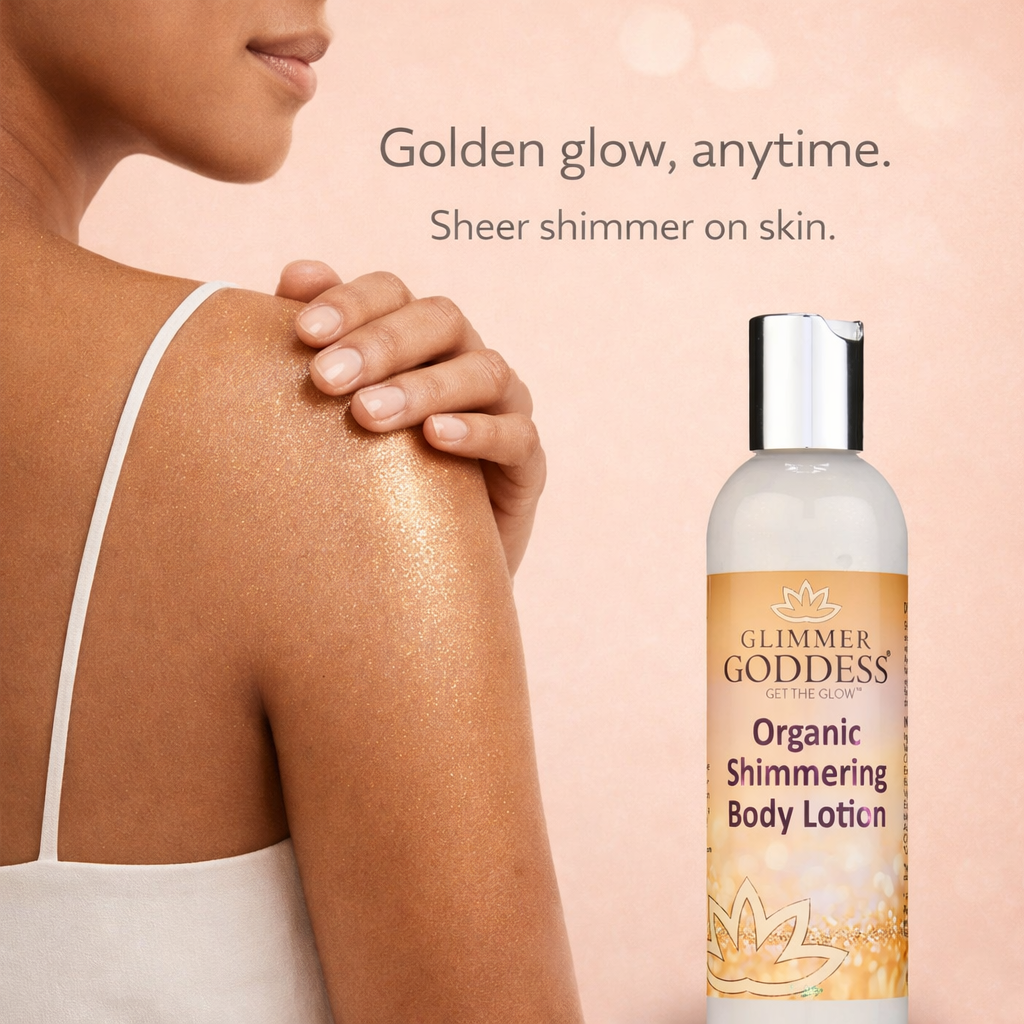 Organic Gold Shimmer Body Lotion – Buildable Luminous Glow - Trending Wellness Store