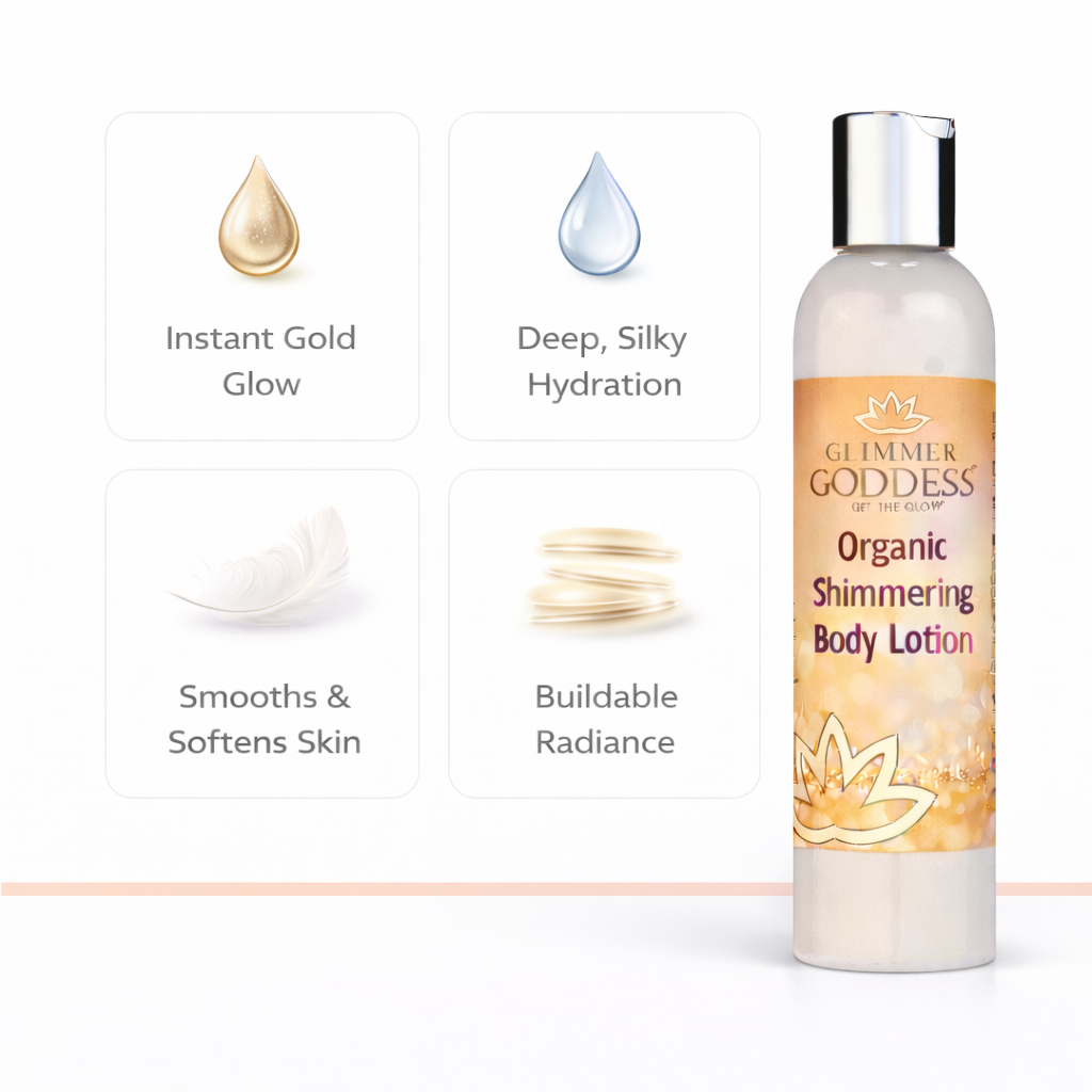 Organic Gold Shimmer Body Lotion – Buildable Luminous Glow - Trending Wellness Store