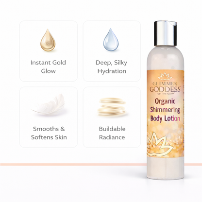 Organic Gold Shimmer Body Lotion – Buildable Luminous Glow - Trending Wellness Store