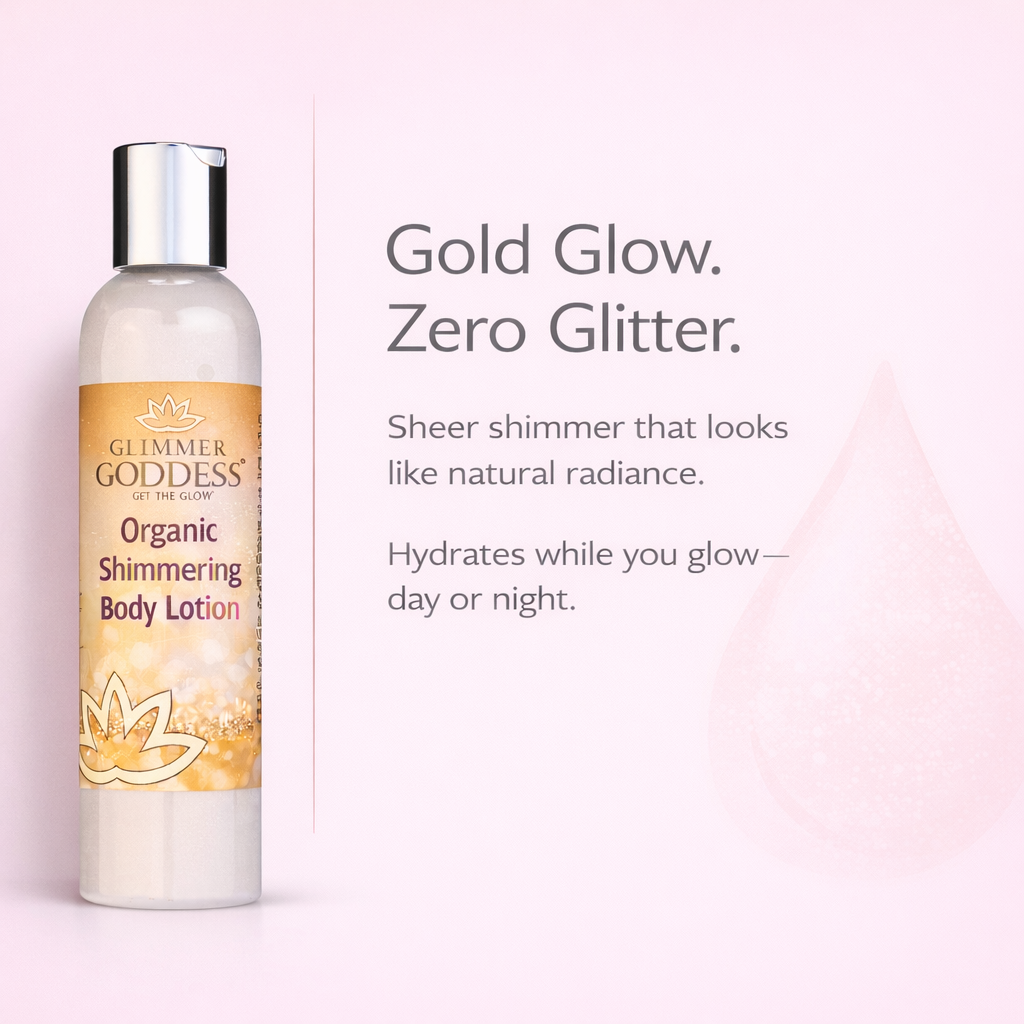 Organic Gold Shimmer Body Lotion – Buildable Luminous Glow - Trending Wellness Store