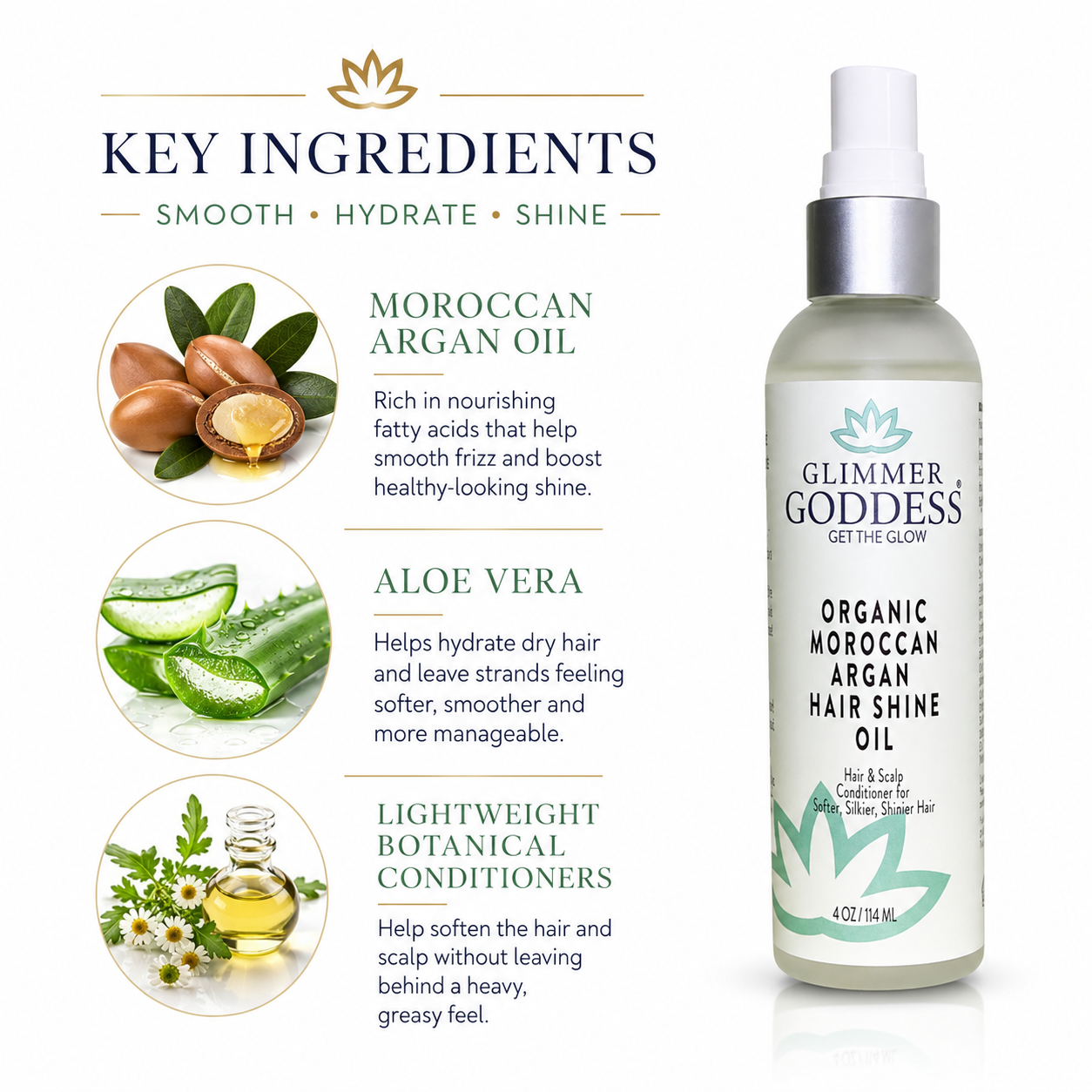 Organic Hair Shine Spray – Frizz Control & Hydrating - Trending Wellness Store