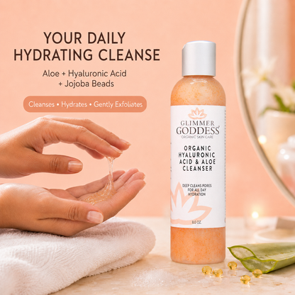 Organic Hydrating Facial Cleanser with Exfoliating Jojoba Beads – 8 oz - Trending Wellness Store