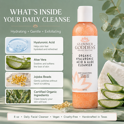 Organic Hydrating Facial Cleanser with Exfoliating Jojoba Beads – 8 oz - Trending Wellness Store