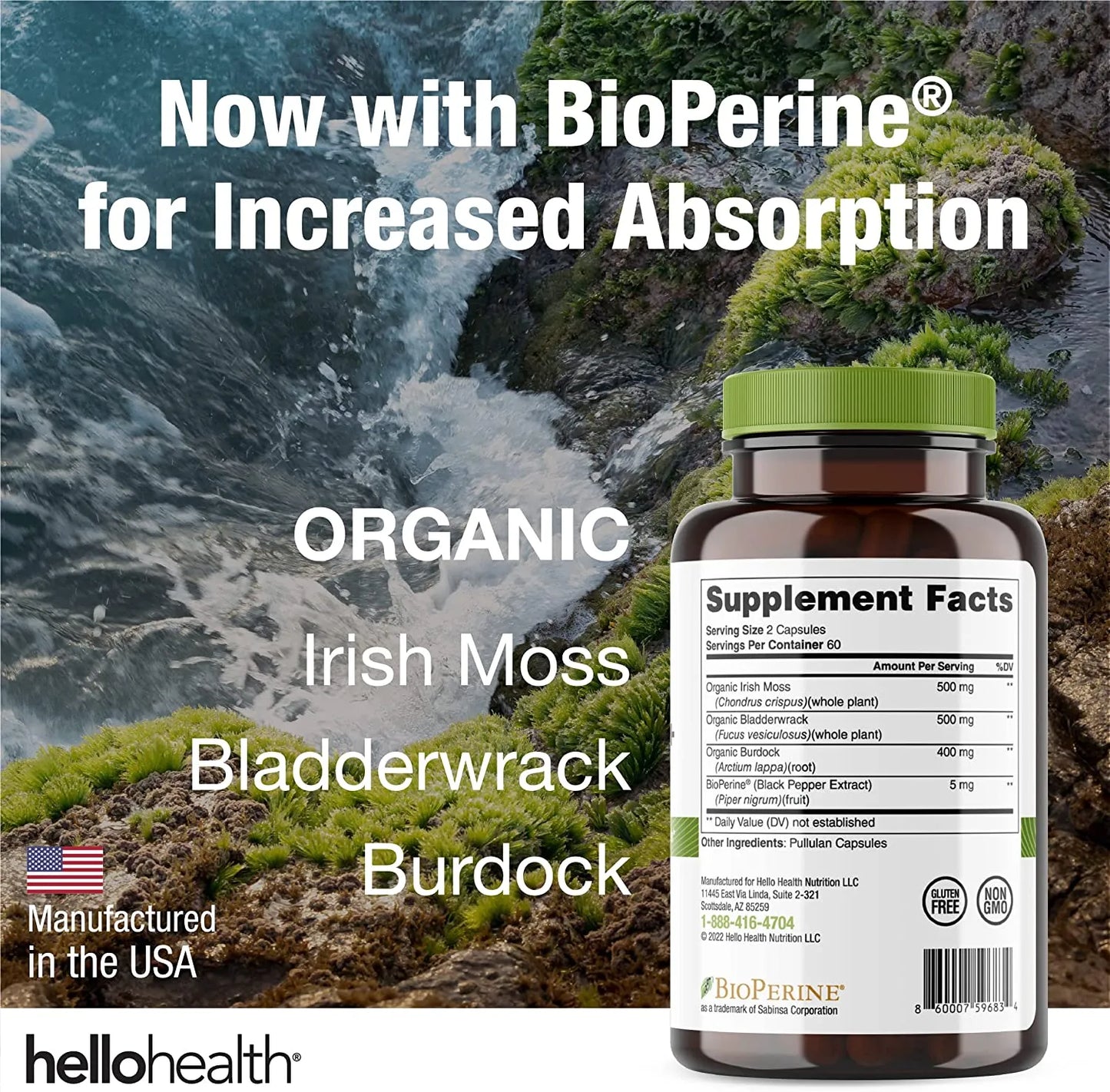Organic Irish Sea Moss, Organic Bladderwrack, Organic Burdock & Bioperine capsules - Trending Wellness Store