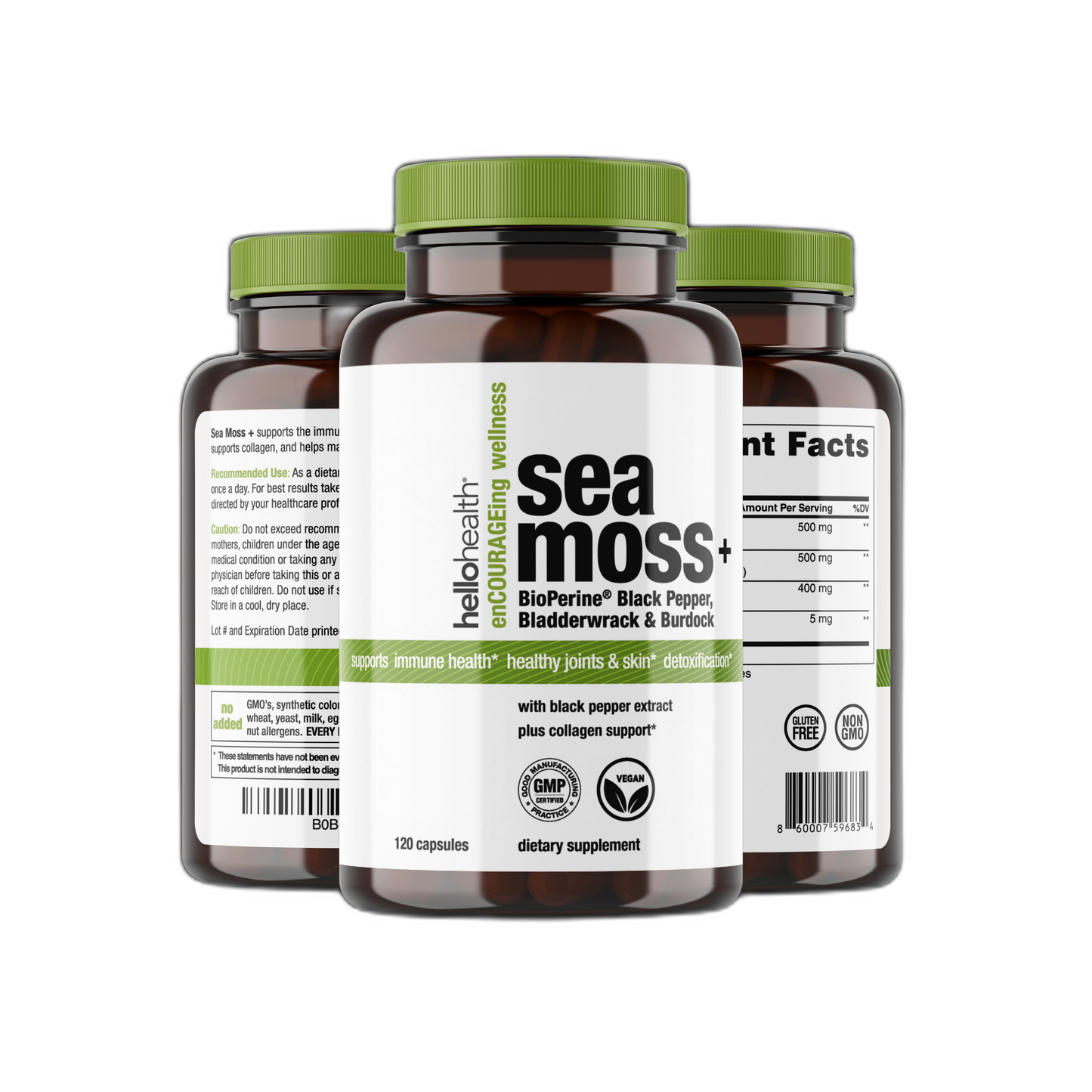 Organic Irish Sea Moss, Organic Bladderwrack, Organic Burdock & Bioperine capsules - Trending Wellness Store