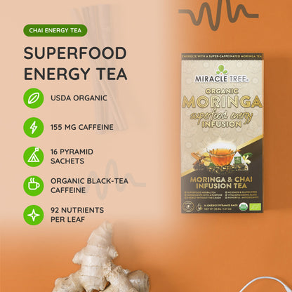 Organic Moringa Energy Tea - Chai Spice - Natural Coffee Alternative - Trending Wellness Store
