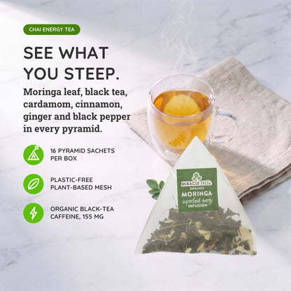 Organic Moringa Energy Tea - Chai Spice - Natural Coffee Alternative - Trending Wellness Store
