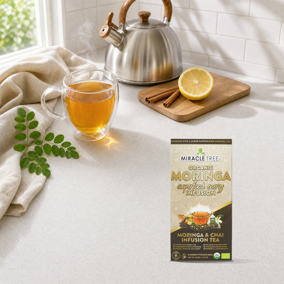 Organic Moringa Energy Tea - Chai Spice - Natural Coffee Alternative - Trending Wellness Store