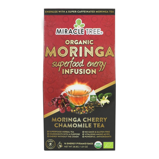 Organic Moringa Energy Tea - Cherry Chamomile - Natural Coffee Alternative - Trending Wellness Store