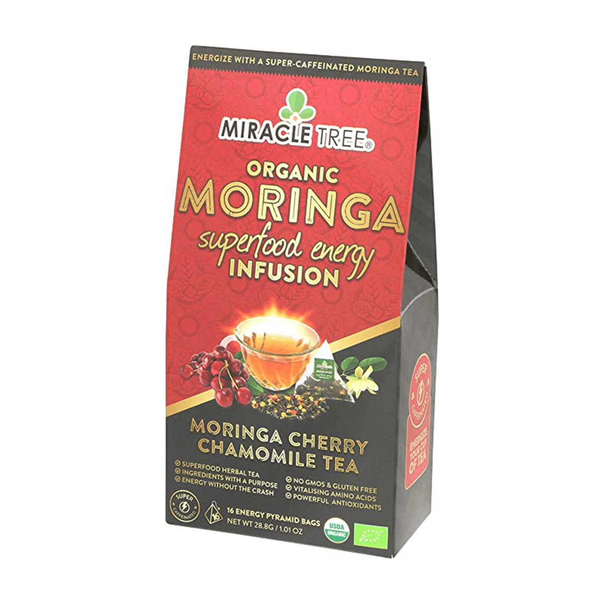Organic Moringa Energy Tea - Cherry Chamomile - Natural Coffee Alternative - Trending Wellness Store
