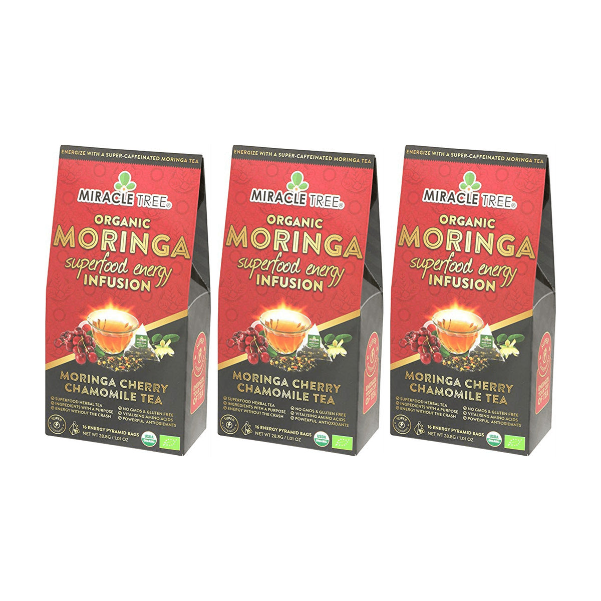Organic Moringa Energy Tea - Cherry Chamomile - Natural Coffee Alternative - Trending Wellness Store