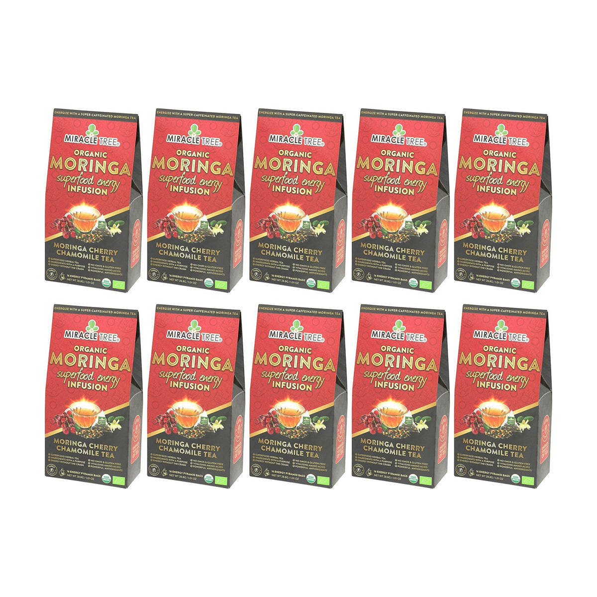 Organic Moringa Energy Tea - Cherry Chamomile - Natural Coffee Alternative - Trending Wellness Store