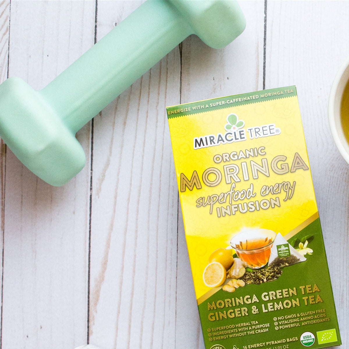 Organic Moringa Energy Tea - Ginger Lemon - Natural Coffee Alternative - Trending Wellness Store