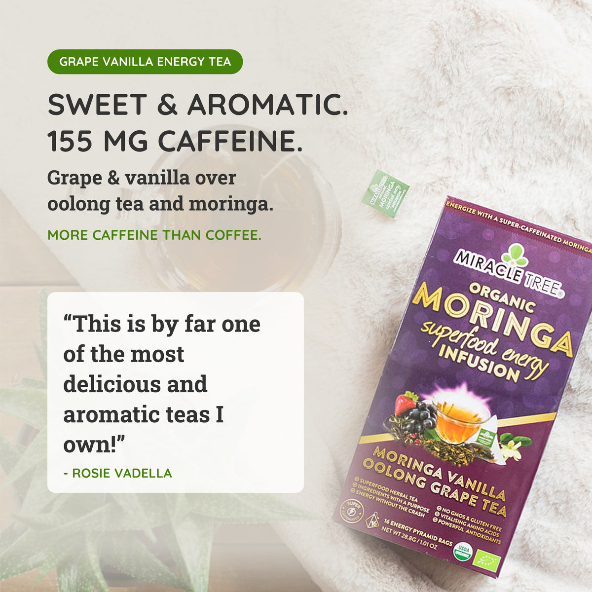 Organic Moringa Energy Tea - Grape Vanilla - Natural Coffee Alternative - Trending Wellness Store