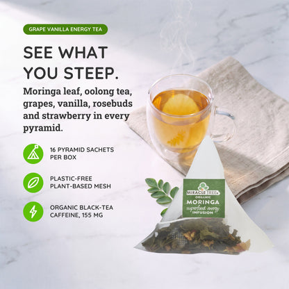 Organic Moringa Energy Tea - Grape Vanilla - Natural Coffee Alternative - Trending Wellness Store