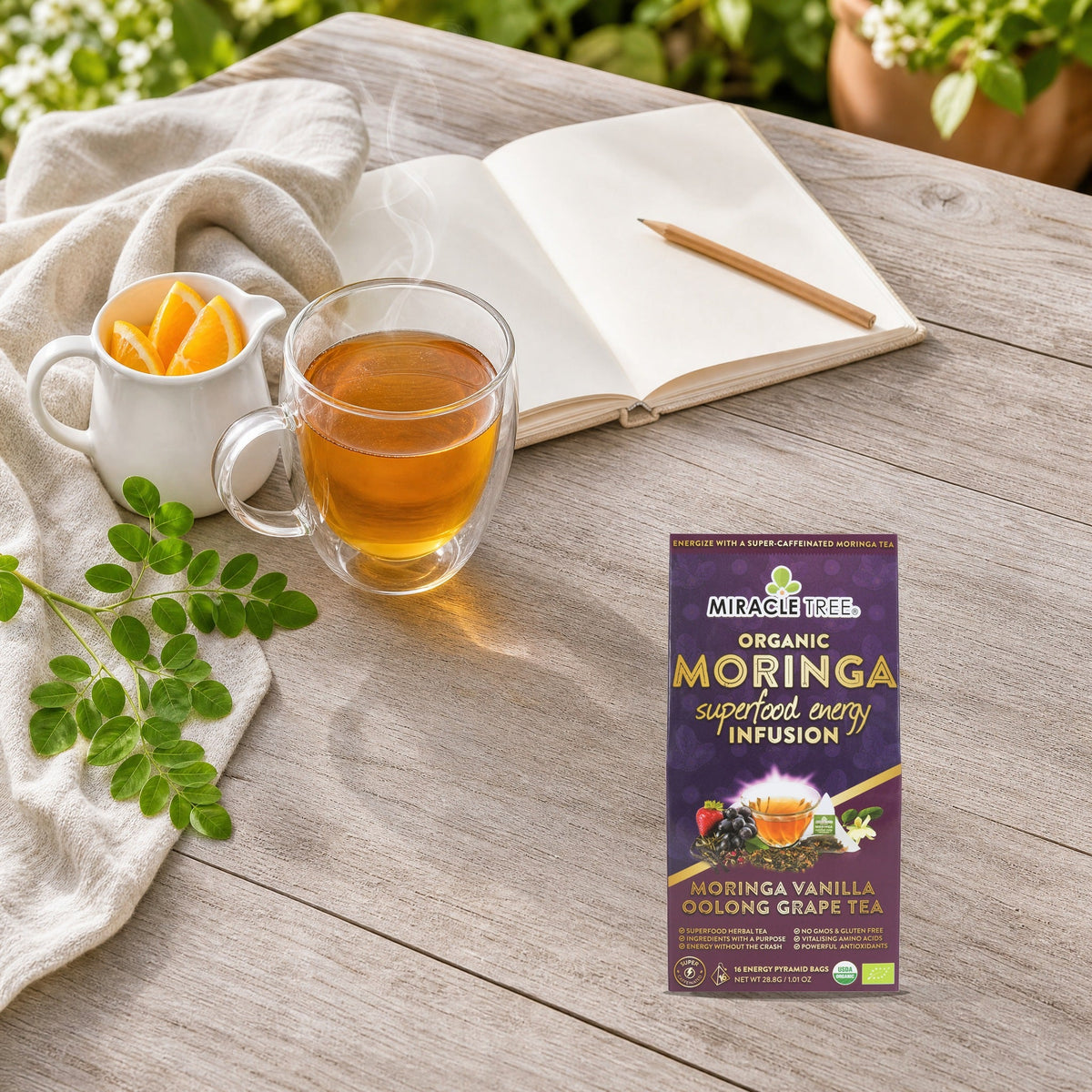 Organic Moringa Energy Tea - Grape Vanilla - Natural Coffee Alternative - Trending Wellness Store