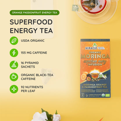Organic Moringa Energy Tea - Orange Passionfruit - Natural Coffee Alternative - Trending Wellness Store