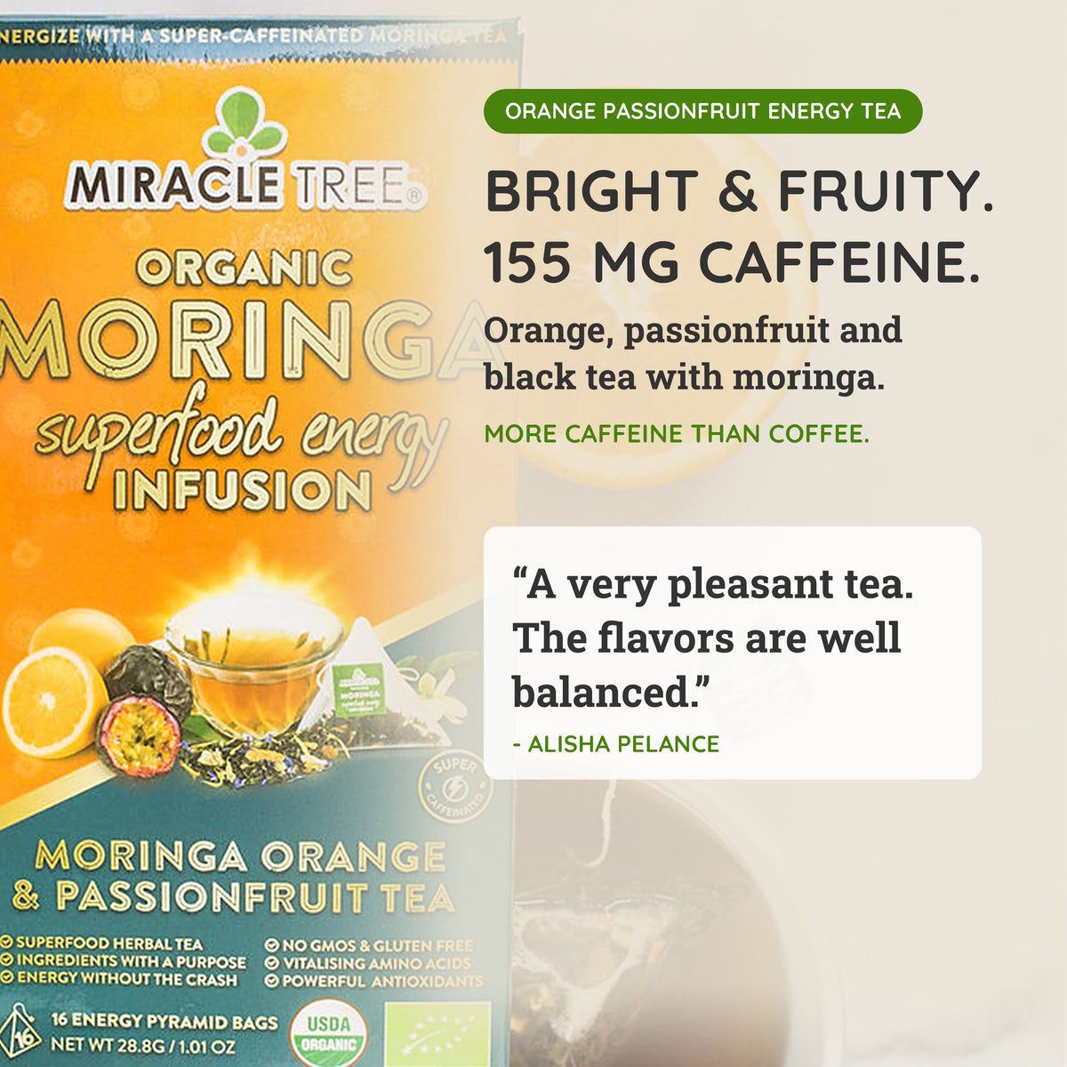 Organic Moringa Energy Tea - Orange Passionfruit - Natural Coffee Alternative - Trending Wellness Store