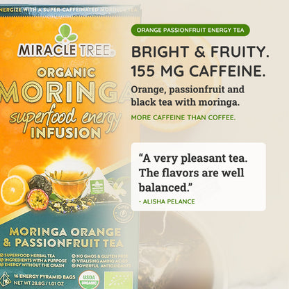 Organic Moringa Energy Tea - Orange Passionfruit - Natural Coffee Alternative - Trending Wellness Store