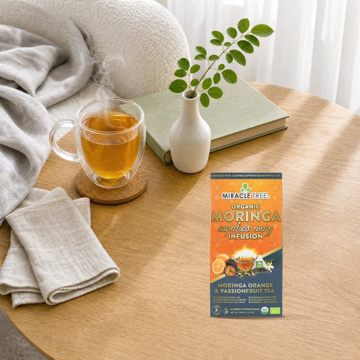 Organic Moringa Energy Tea - Orange Passionfruit - Natural Coffee Alternative - Trending Wellness Store