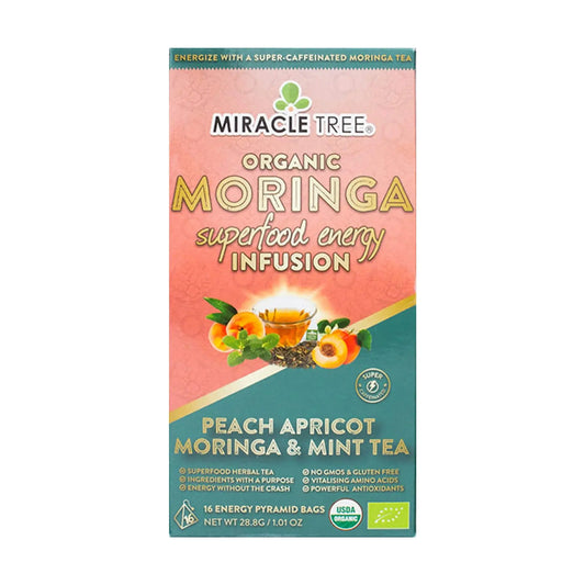 Organic Moringa Energy Tea - Peach Mint Apricot - Natural Coffee Alternative - Trending Wellness Store