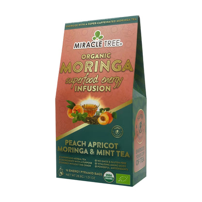 Organic Moringa Energy Tea - Peach Mint Apricot - Natural Coffee Alternative - Trending Wellness Store