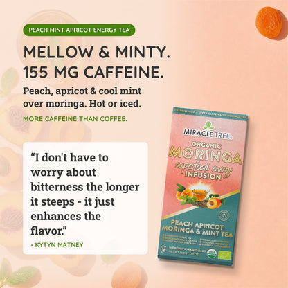 Organic Moringa Energy Tea - Peach Mint Apricot - Natural Coffee Alternative - Trending Wellness Store