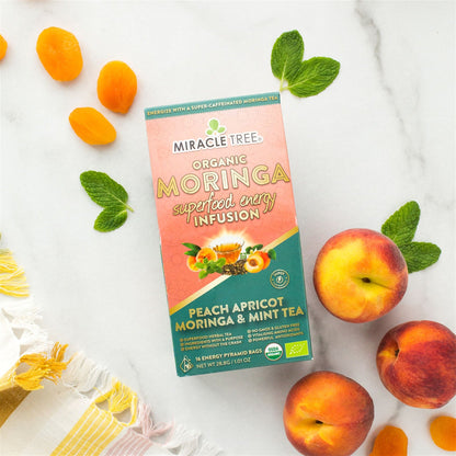 Organic Moringa Energy Tea - Peach Mint Apricot - Natural Coffee Alternative - Trending Wellness Store