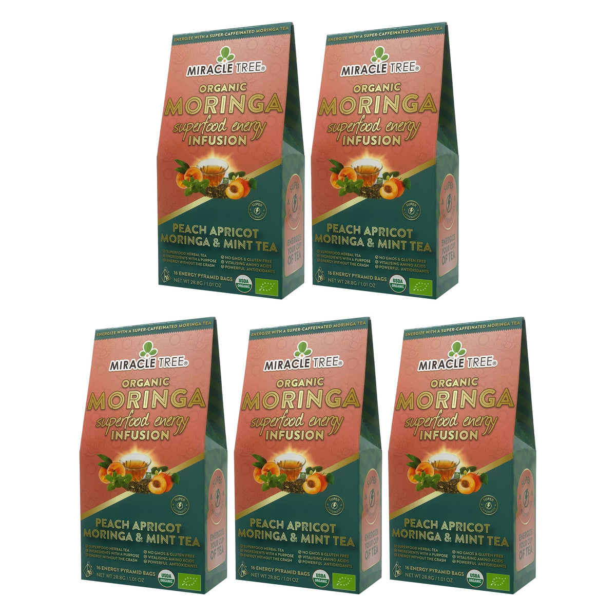 Organic Moringa Energy Tea - Peach Mint Apricot - Natural Coffee Alternative - Trending Wellness Store