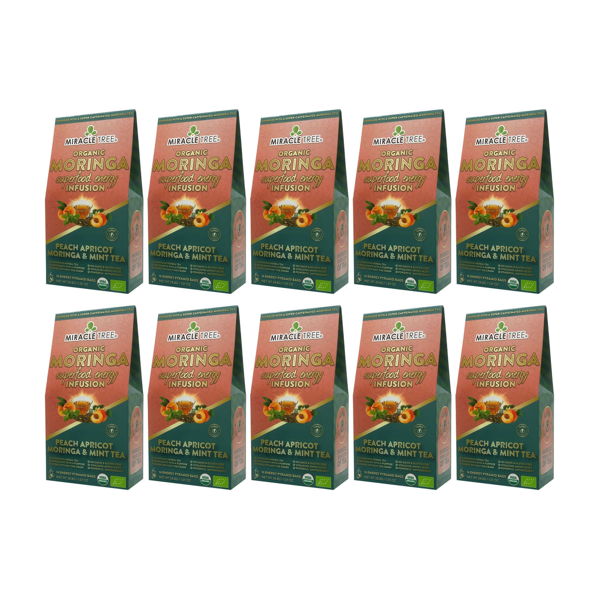 Organic Moringa Energy Tea - Peach Mint Apricot - Natural Coffee Alternative - Trending Wellness Store