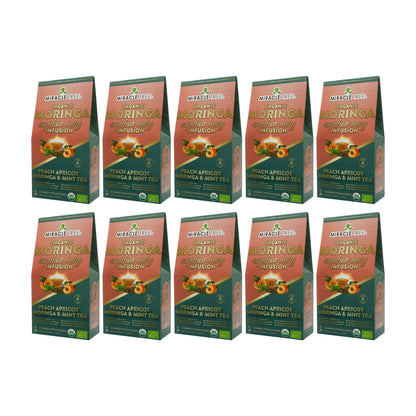 Organic Moringa Energy Tea - Peach Mint Apricot - Natural Coffee Alternative - Trending Wellness Store
