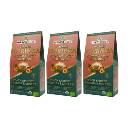 Organic Moringa Energy Tea - Peach Mint Apricot - Natural Coffee Alternative - Trending Wellness Store