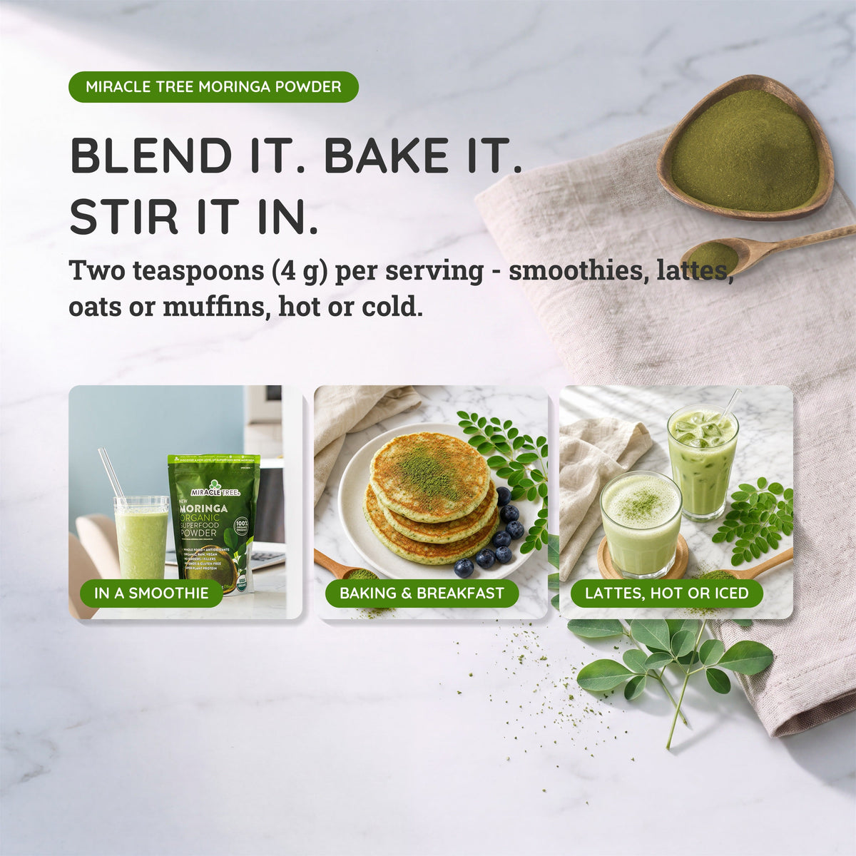 Organic Moringa Powder - 16oz Pouch - Trending Wellness Store