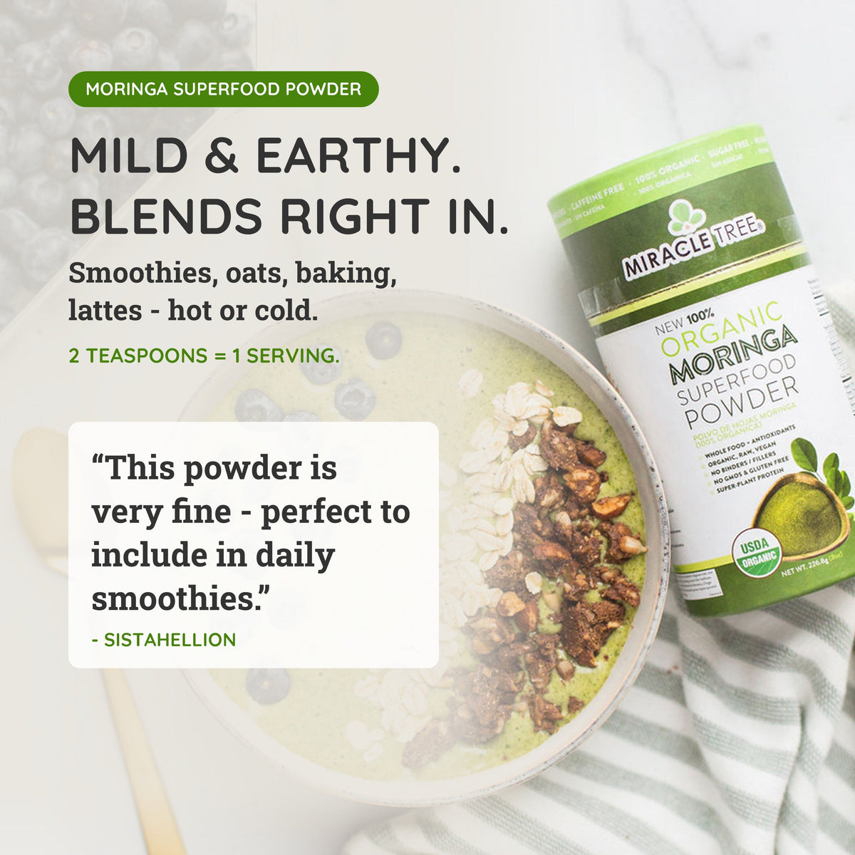 Organic Moringa Powder - 8oz Canister - Trending Wellness Store