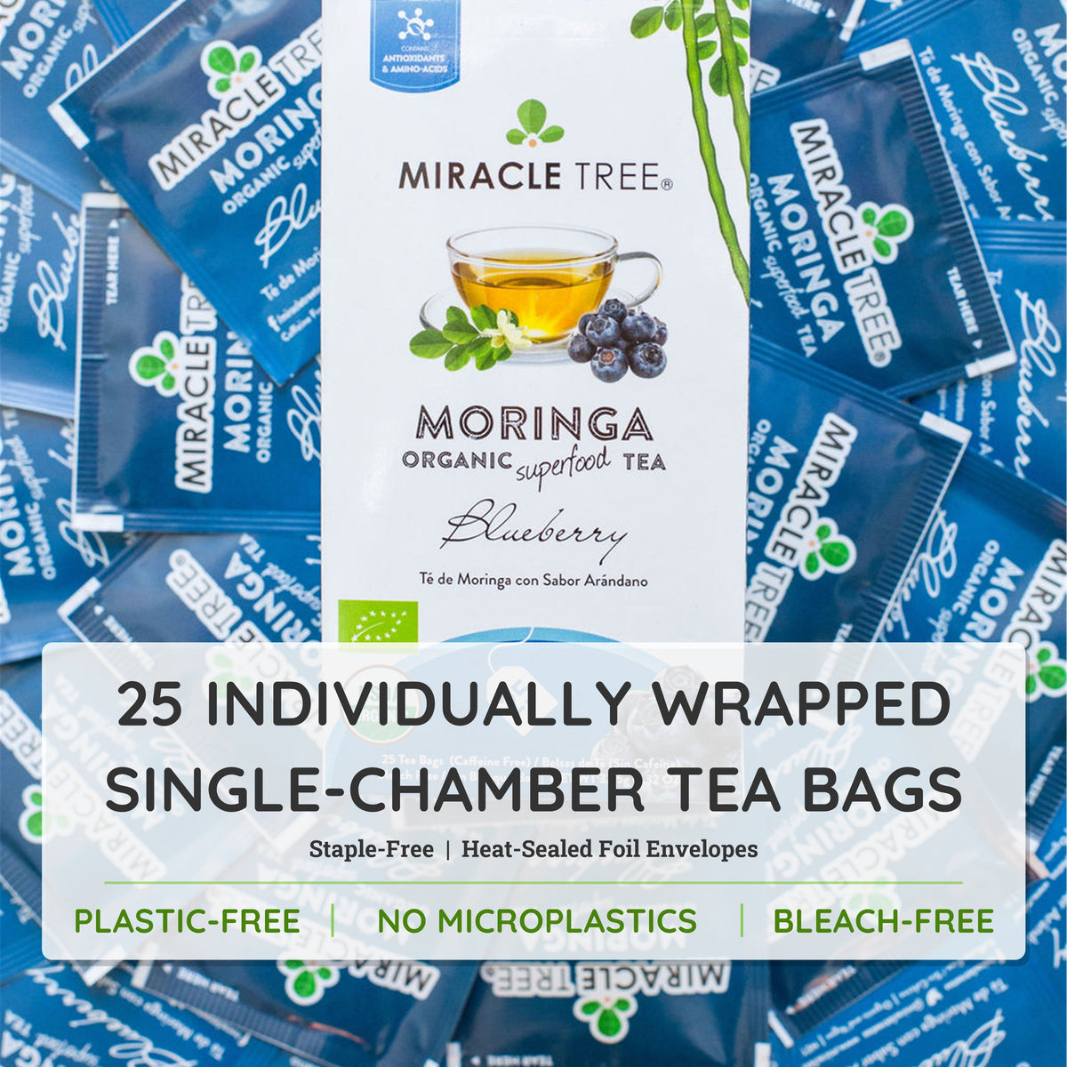 Organic Moringa Tea - Blueberry - Caffeine-Free Herbal Tea - Trending Wellness Store