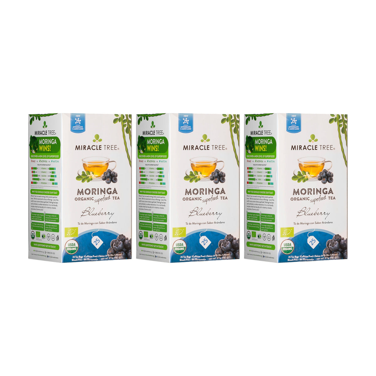 Organic Moringa Tea - Blueberry - Caffeine-Free Herbal Tea - Trending Wellness Store