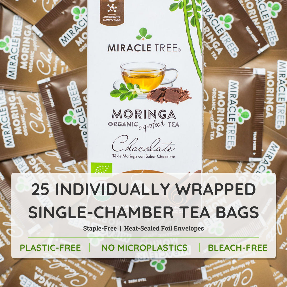 Organic Moringa Tea - Chocolate - Caffeine-Free Herbal Tea - Trending Wellness Store