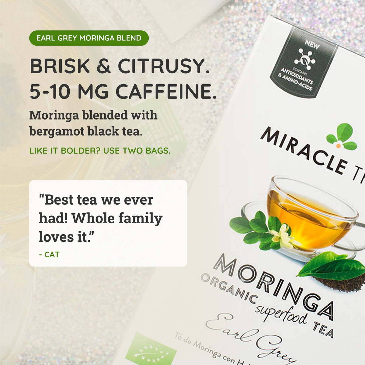 Organic Moringa Tea - Earl Grey - Lightly Caffeinated Herbal Tea - Trending Wellness Store
