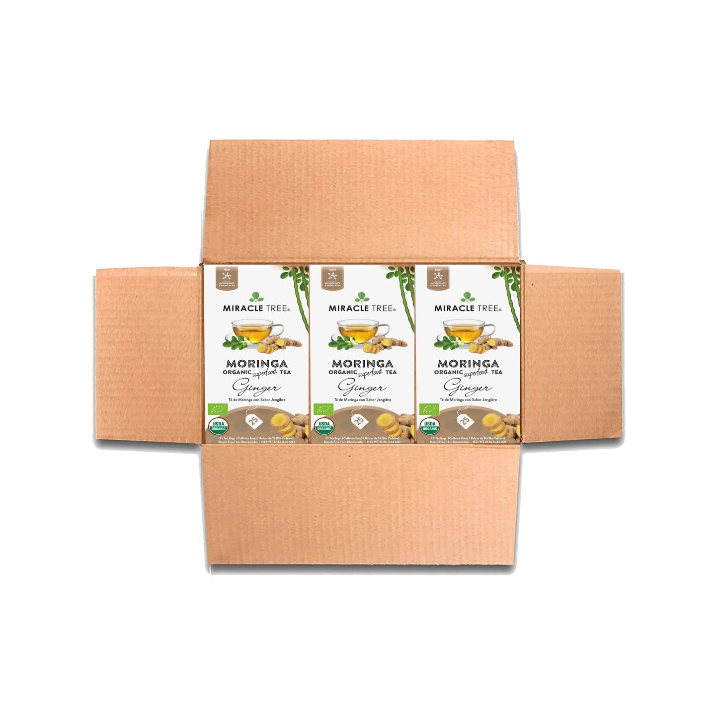 Organic Moringa Tea - Ginger - Caffeine-Free Herbal Tea - Trending Wellness Store