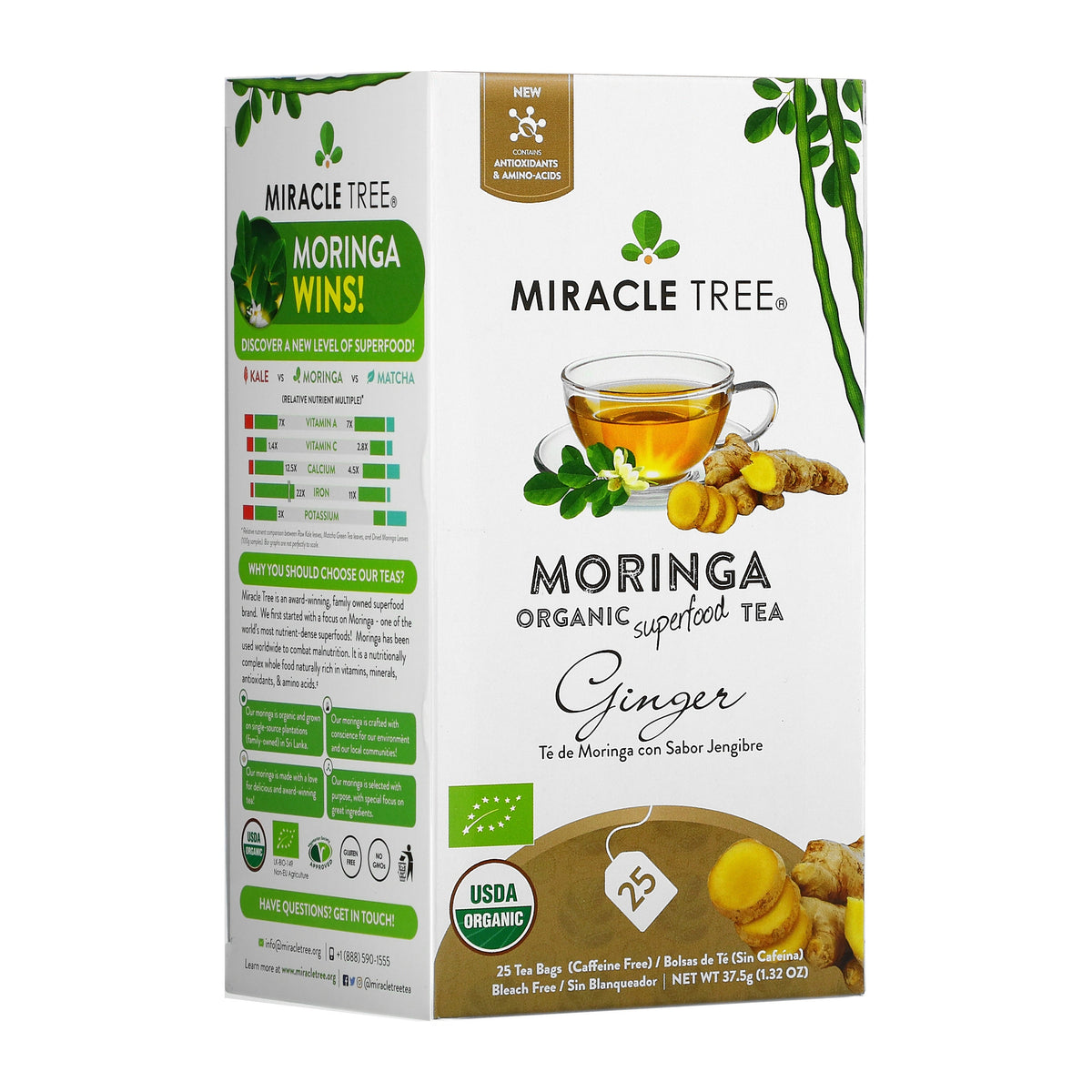 Organic Moringa Tea - Ginger - Caffeine-Free Herbal Tea - Trending Wellness Store