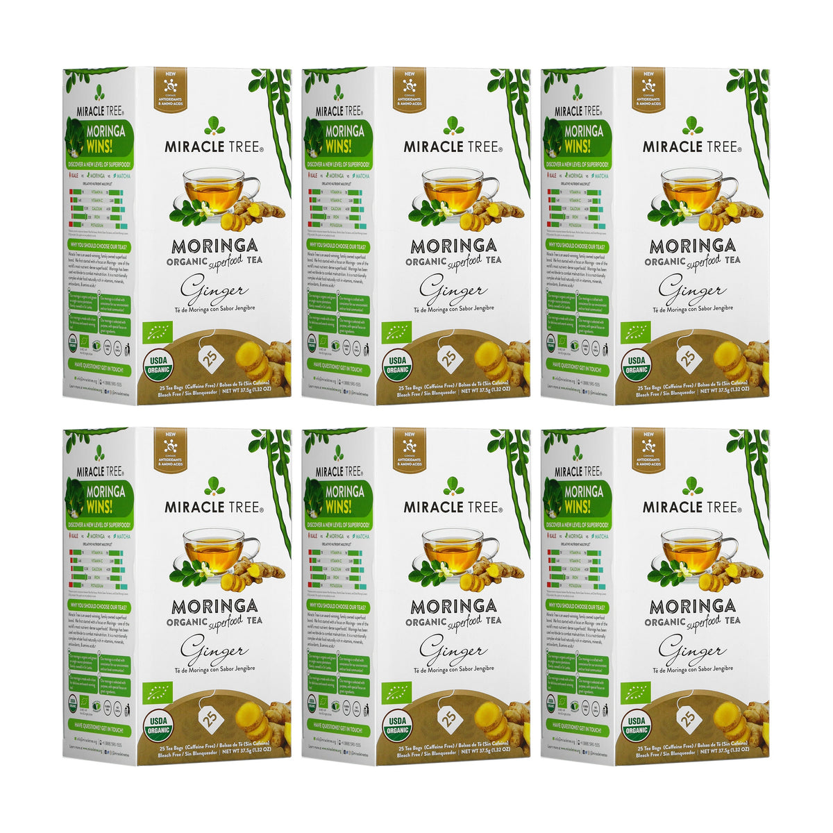 Organic Moringa Tea - Ginger - Caffeine-Free Herbal Tea - Trending Wellness Store