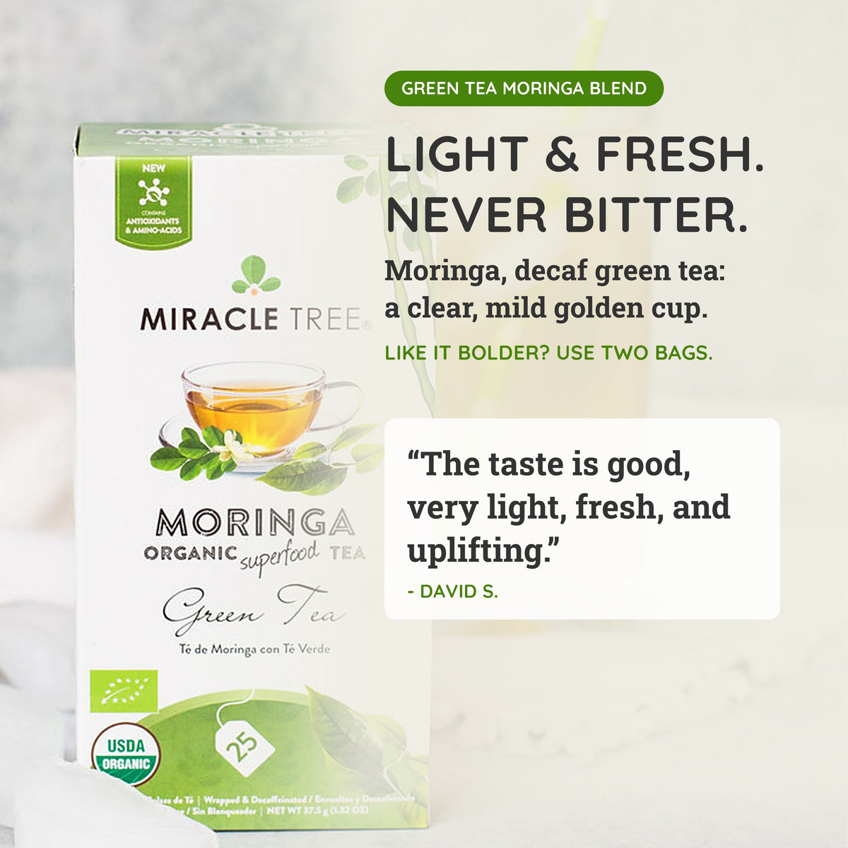 Organic Moringa Tea - Green Tea - Decaffeinated Herbal Tea - Trending Wellness Store