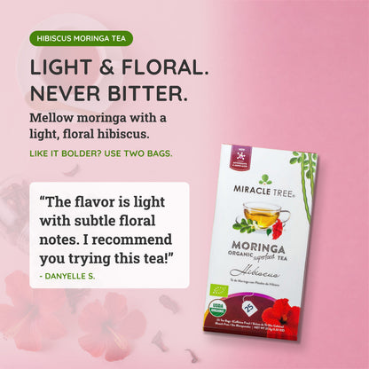 Organic Moringa Tea - Hibiscus - Caffeine-Free Herbal Tea - Trending Wellness Store