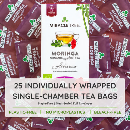 Organic Moringa Tea - Hibiscus - Caffeine-Free Herbal Tea - Trending Wellness Store