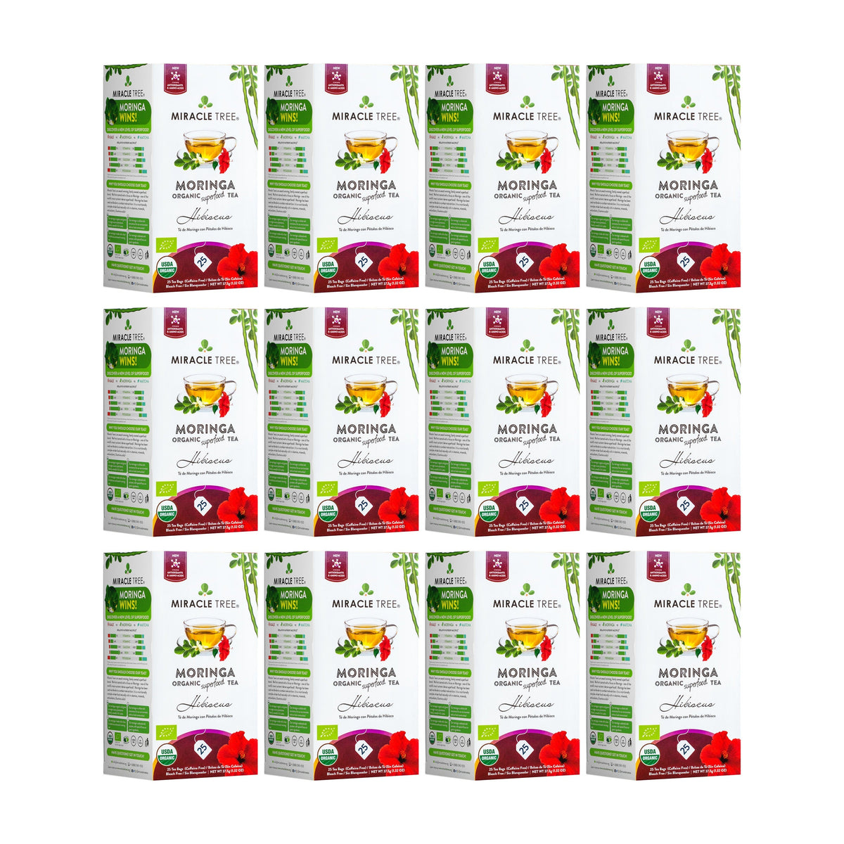 Organic Moringa Tea - Hibiscus - Caffeine-Free Herbal Tea - Trending Wellness Store